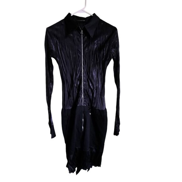 Marithe Francois Girbaud Women's Black Zip Up Collard Midi Dress Size 44 - Picture 1 of 16